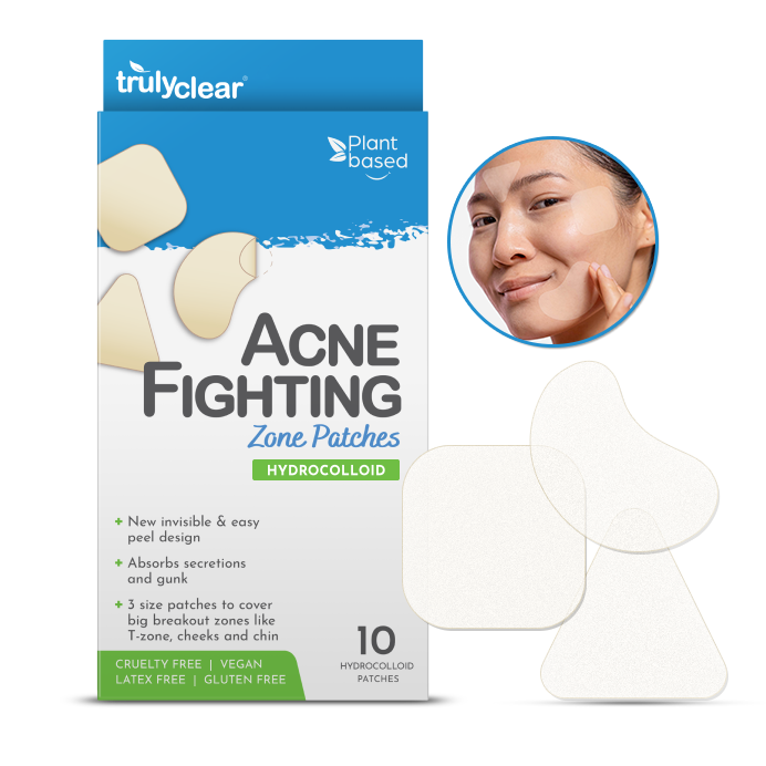 Truly Clear hydrocolloid zone patch for forehead and chin coverage